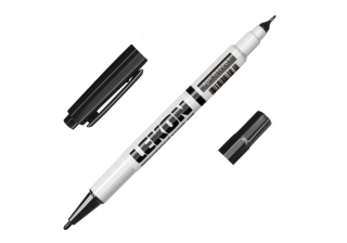 Маркер LEKON перманентный двухсторонний ЧЕРНЫЙ 0.5-1мм 480231/012281