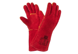 Краги сварочные спилковые с подкладом Трек красные