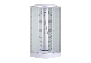 Душевая кабина 90*90*215см низкий поддон 13см. Белый кирпич матовое стекло 4мм. CS-6690-13FW 90