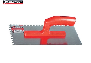 Гладилка стальная 280х130мм, зеркальная полировка, пластмас. ручка, зуб 6х6мм /86775/ Matrix