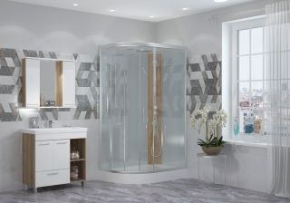 Душевая кабина 1812 80х120х215 Правая н/п белая зад. стенка прозр. стекла