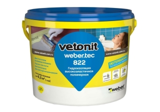Гидроизоляция Ветонит Weber Tec 822 высокоэластичная полимерная 4кг цвет серый