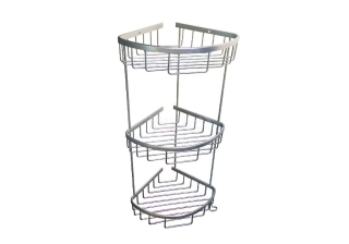 Полка угловая овальная тройная алюминиевая-матовая 75062