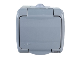 Розетка 1гн с 3/К c крыш. о/у серый 16А IP54 РСш12-2-А AQUATIC IEK