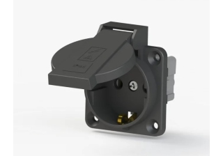 Розетка щитовая внешняя с крышкой/чёрный, 16А, IP 44 (1/35/350шт) /2001-S NE-AD