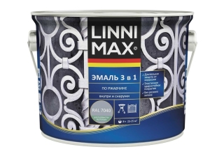 Грунт-эмаль по ржавчине 3 в 1 LINNIMAX RAL 7040 серая 2.5л.