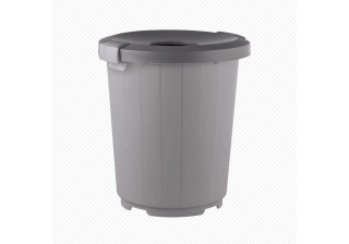 Бак мусорный серый (крышка-воронка на колесиках) 105л. 361160