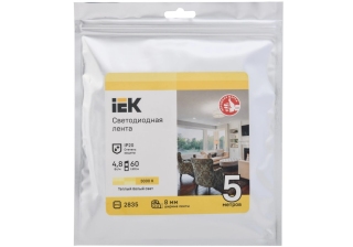 Лента светодиод LSR-2835 4,8Вт 60Led 3000К 12В бел IP20 5м IEK