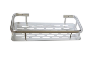 Полка прямоугольная, одинарная, алюминиевая, с литым дном 32см 75066