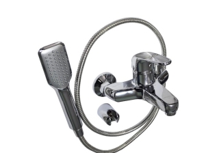 Cмеситель в ванну Russia-Moscow корот. излив, шаров. ручка с декор вставкой Хром (2110)