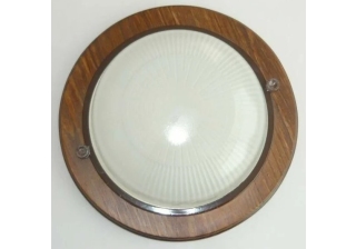 Светильник Ecola накладной 1xGX53 дерево Орех Круг 220x84 мат. IP65 НБО-03-60-021 TP53R2ECA