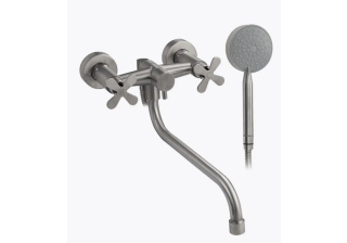 Cмеситель в ванну BRIMIX металлокерамика, длинный излив, Сатин (9336)