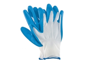 Перчатки полиэфирные с синим нитрильным покрытием, размер 9,  класс вязки 13 /678625/ СИБРТЕХ