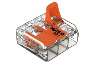 Клемма на 3 пров. 221-413 (0,5-4мм) рычажковая мини без пасты (50шт/упак) WAGO