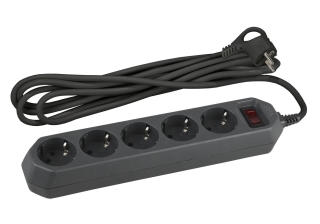 Сетевой фильтр 5гн с З/К 5м с выкл черный 10А ПВС 3x0,75 USF-5es-5m-B ЭРА