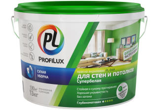 Краска ВД Profilux PL-04А акриловая для стен и потолков (зелёная эт.) бел. ( 7кг)