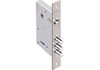 Замок врезной КРЕМЕНЬ никель, сувальдный- стержни 3шт. диаметр 12мм Под фалевую ручку 1.04.27  0011