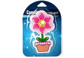 Ночник светодиод с выкл Camelion NL-231 0.5W 110х65x60  Цветок, 220V пластик