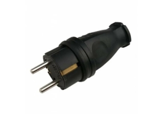 Вилка прямая с З/К черная каучук 16А IP44 9210 IN HOME