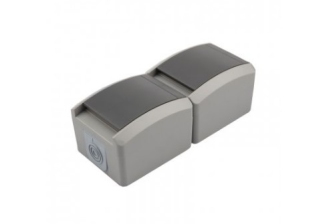 Розетка 2гн с З/К с крыш. о/у серый 16А IP54, керамический KRANZ INDUSTRIALt KR-78-0616