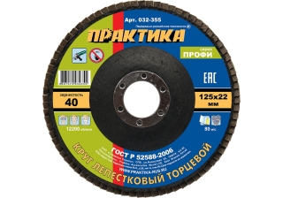 Круг лепестковый торц. ПРАКТИКА 125*22мм Р-40 032-355