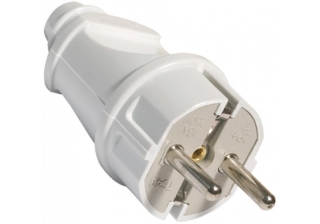 Вилка прямая 16А пласт. с З/К бел. IP20 4140 IN HOME