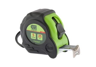 Рулетка Графит 5м х 25мм. обрезиненный корпус, амортизатор /32532/ СИБРТЕХ