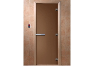Дверь банная стеклянная бронза 1800х700 (8 мм., 3 петли )  Ольха/Береза