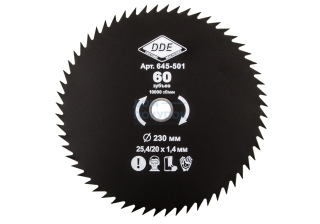 Диск для триммера DDE 60зуб 230х25.4мм (толщина=1.4мм) 645-501