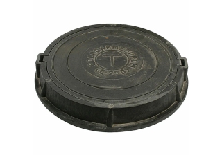 Люк полимерно-песчаный круглый черный тип Т тяжелый 15т черный