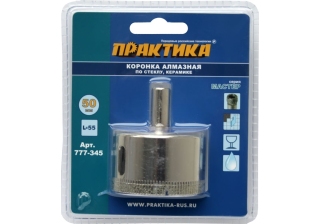 Коронка алмазная ПРАКТИКА Мастер по стеклу и керамике 50мм 777-345