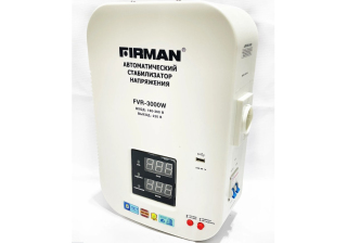 Стабилизатор FIRMAN FVR-3000W(однофаз, релейн, настен, цифр. дисплей, 3000Вт, 100-260В, USB, 4.5кг)