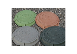 Люк полимерно-песчаный малый круглый серый кубики /корпус:450х60  крышка:350х30/ 1,5т.