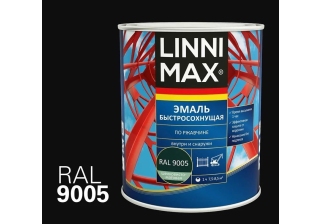 Грунт-эмаль быстросохнущая по ржавчине LINNIMAX RAL 9005 черный шелковисто-матовый 0.75л.