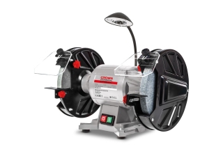 Точильный станок CROWN СТ13547L (ф200мм, 350Вт, посадочный диам. 12.7/32мм, LED-фонарь)