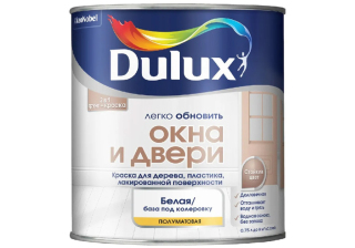 Краска ВД Dulux Окна и Двери для дерева, пластика, лакированной поверхн. полуматовая база BW (0,75л)