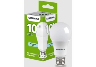 Лампа св/д IEK А60 груша 10Вт Е27 6500К 1000Лм матовая GENERICA