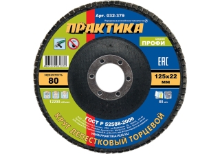 Круг лепестковый торц. ПРАКТИКА 125*22мм Р-80 032-379