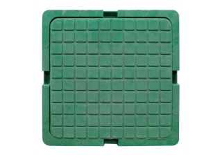 Люк полимерно-песчаный квадрат зеленый кубики /корпус:680х680  крышка:585х585/ 3т.