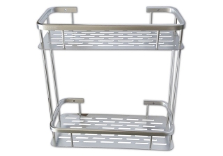 Полка прямоугольная, двойная, алюминиевая, с литым дном 32см 75067