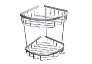 Полка угловая овальная двойная 18см алюминиевая-матовая 75061