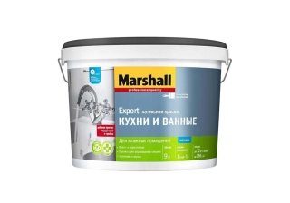 Краска ВД Marshall Для Кухни и Ванной повышенной влагостойкости матовая база BW (9л) 5316072