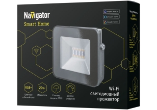 Умный прожектор св/д СДО 20Вт 1600Лм IP65 RGB+WiFi Navigator 14559