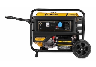 Генератор CHAMPION GG5000EW (5/5,5кВт 15лс 25л 81кг эл.старт колеса, счетчик)