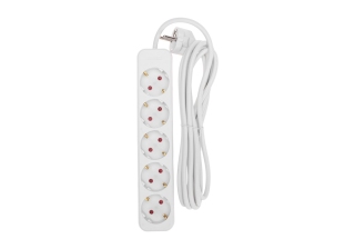 Удлинитель Rexant STANDARD 5гн с З/К 3м белый 16А 3х1,0мм 13-4029