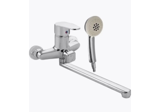 Cмеситель в ванну Сатурн длинный излив, шаровый 40мм, дивертор на корпусе /48010/