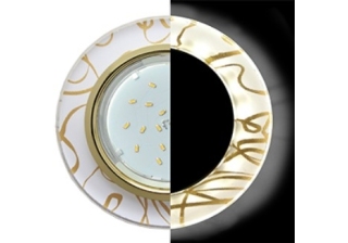 Светильник Экола GX53/H4 LD5310 Стекло Круг подсветка 4K Золото-золото на белом 38x126 SG53RNECH