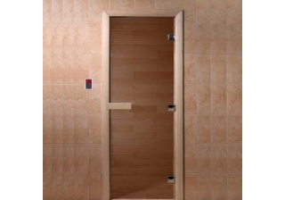 Дверь банная стеклянная бронза 1900х700 (8 мм., 3 петли )  Ольха/Береза