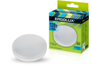 Лампа светодиодная «Ergolux» LED GX53 12W, 100Вт (GX53) 4500К  (1/10/100шт)/14237/890653