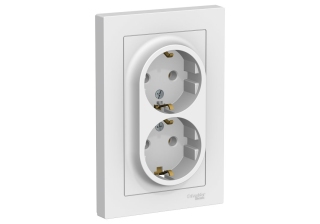 Розетка 2гн. ATLAS DESIGN с з/к с/у 16А бел. SchE ATN000124